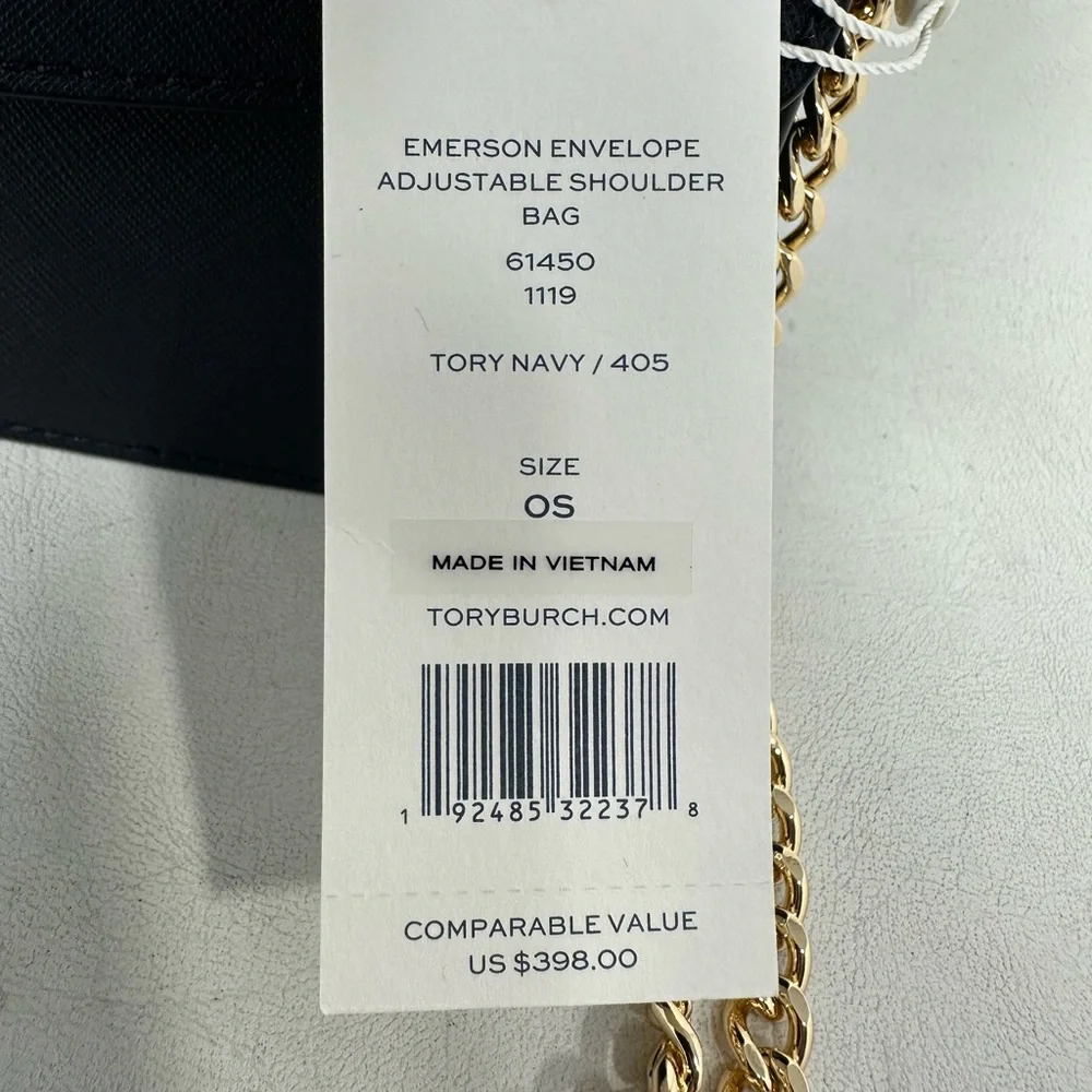 Tory Burch Leather Emerson Shoulder Bag, OS - Navy - Picture 5 of 13